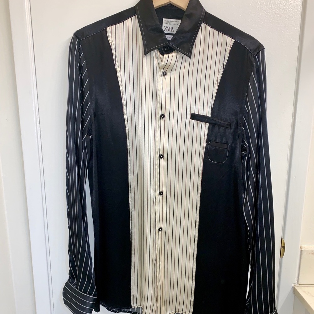 Studio collection striped bowling shirt